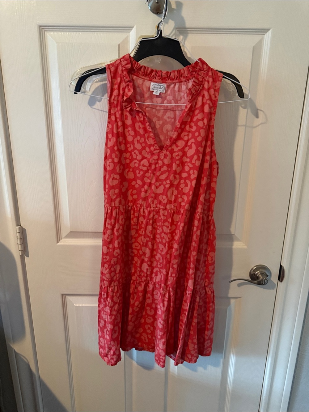 Mud Pie Coral Pink Sleeveless Tiered V-Neck Dress